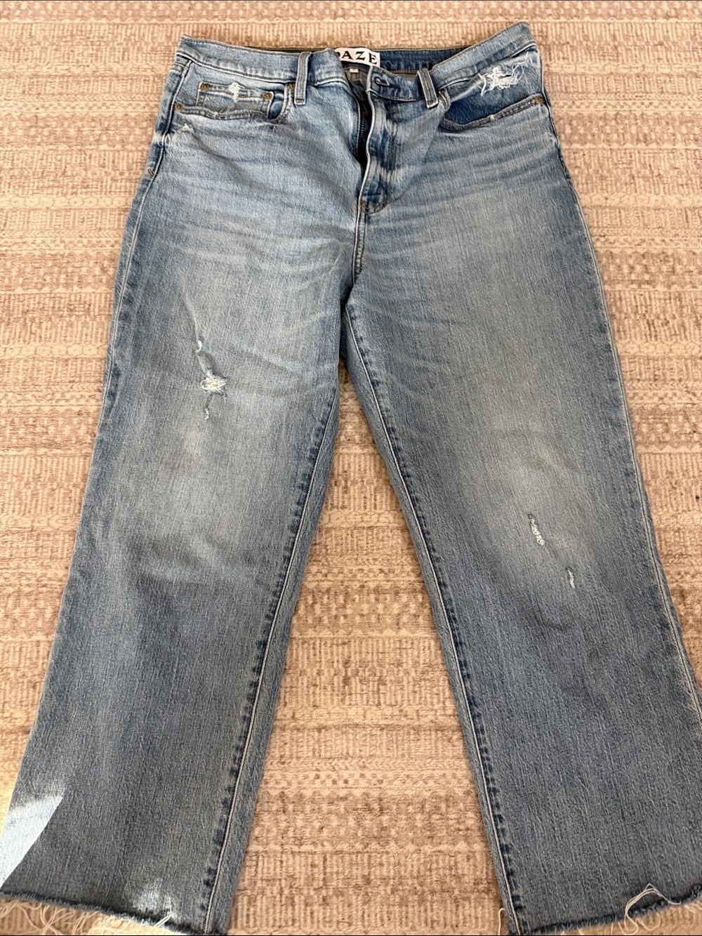 DAZE Light Blue Wide-Leg Distressed Women's Jeans